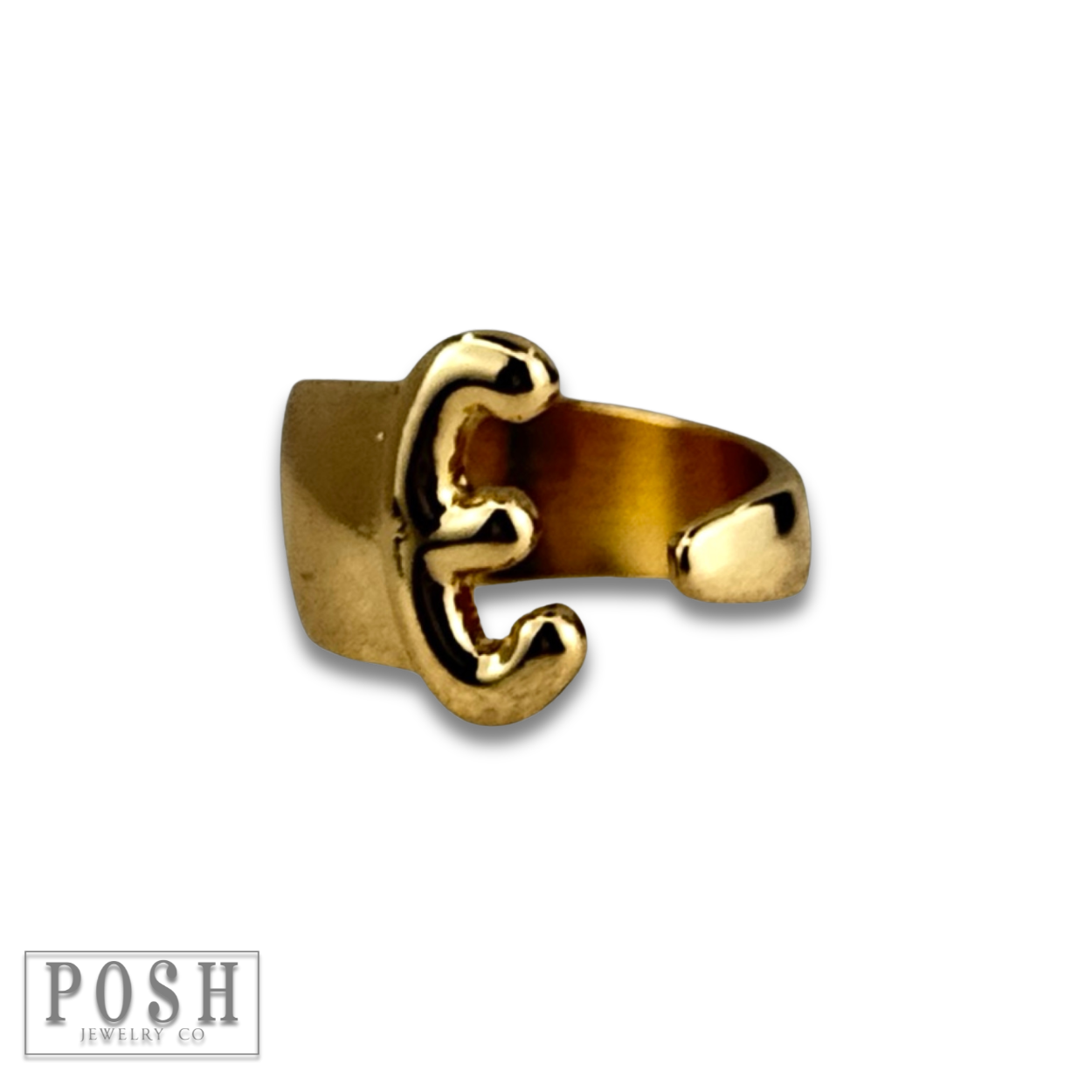 Bubble letter monogram initial ring: Gold / M
