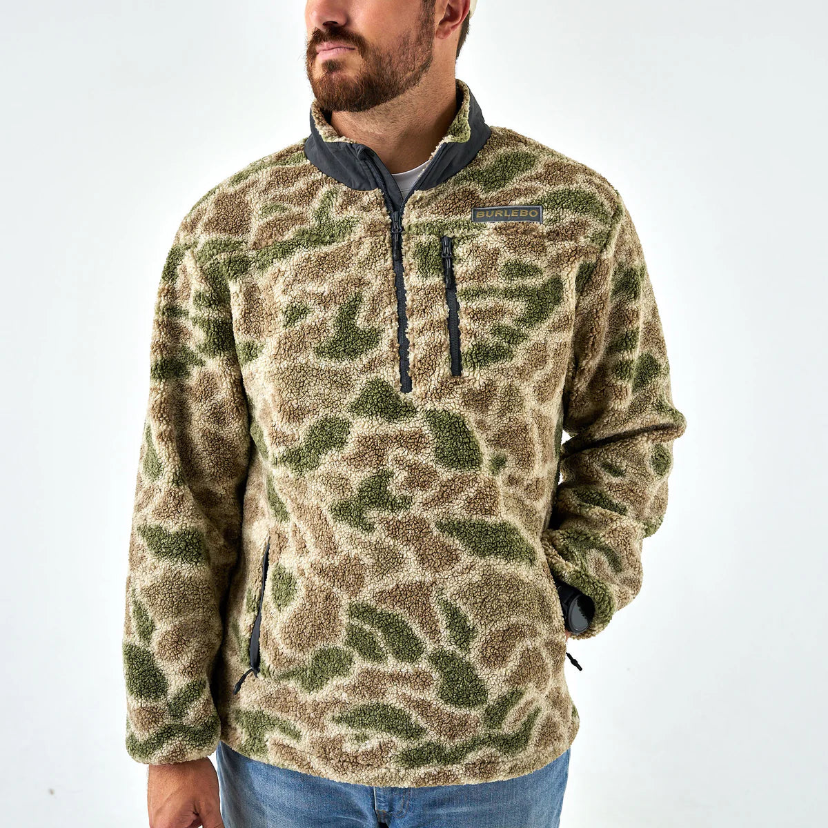 Alpine Camo Quarter Zip Sherpa Burlebo Tx