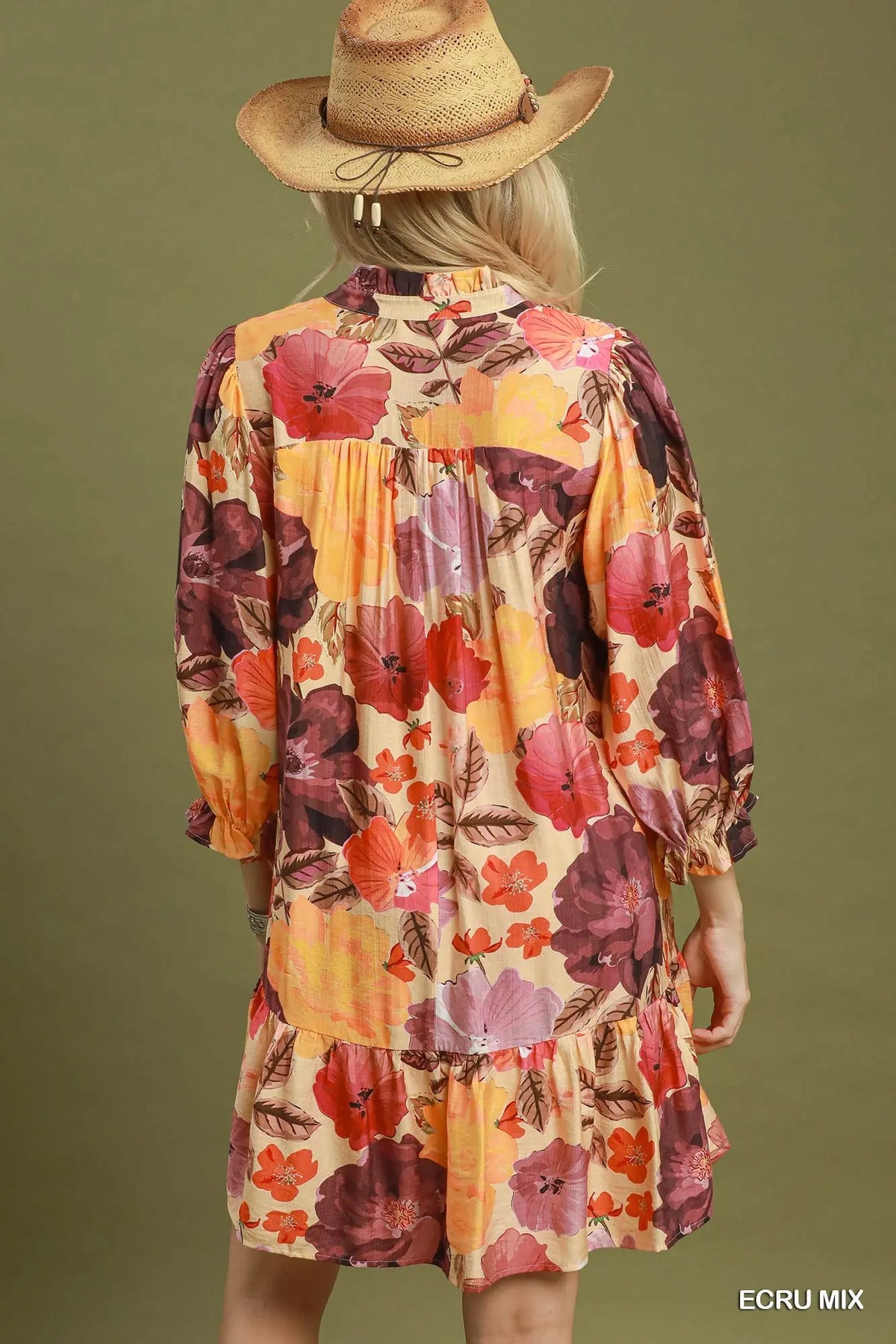 The Rachel Floral Smocked Yoke Button Front Mini Dress Umgee