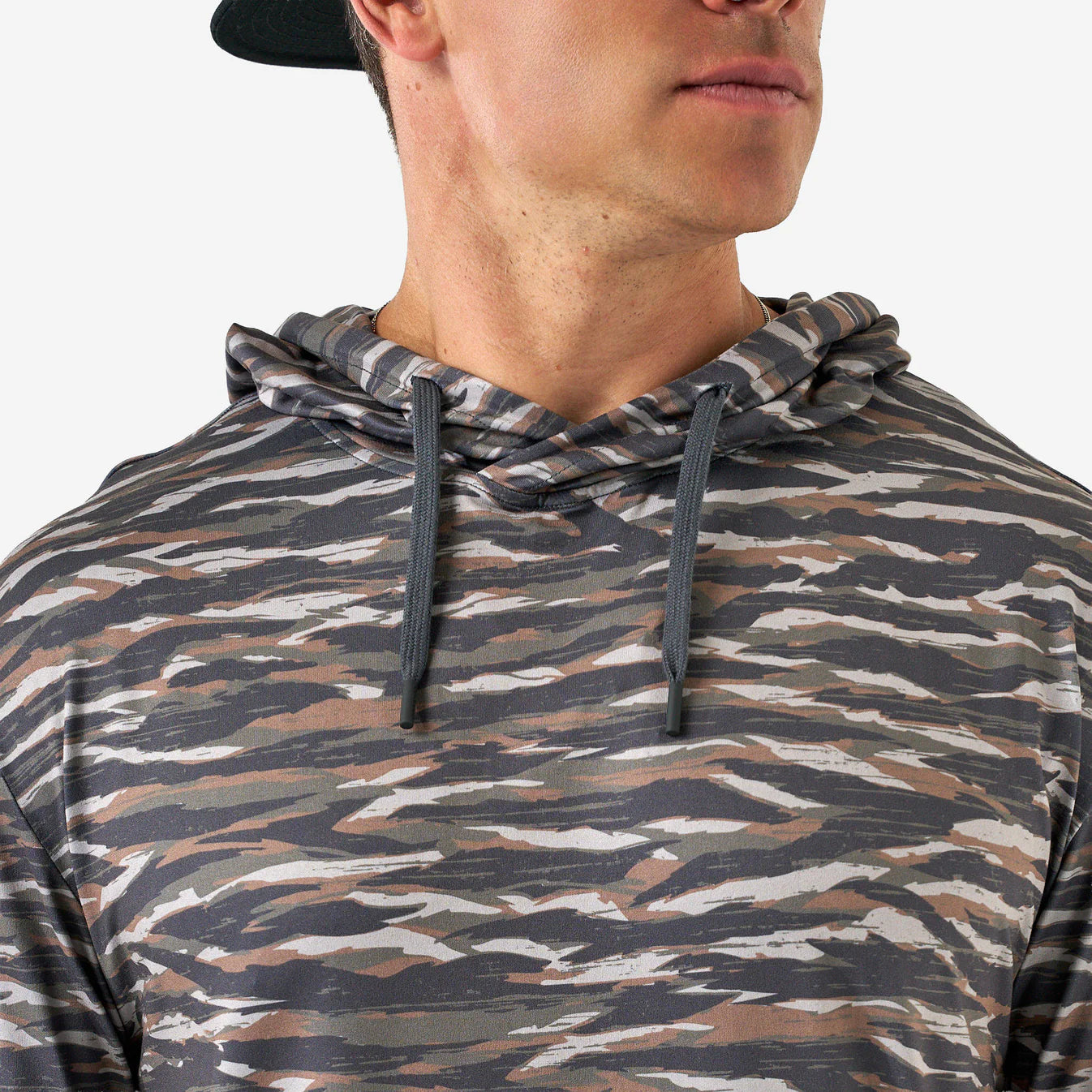 Tiger Stripe Wetland Camo Performance Hoodie with SPF 50 UPV Protection Burlebo Tx/ Fl PH-TSC-WET