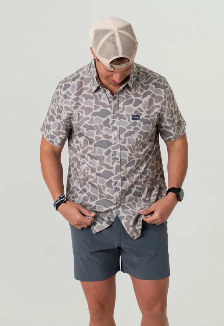 Classic Deer Camo Performance Button Up Shirt Burlebo