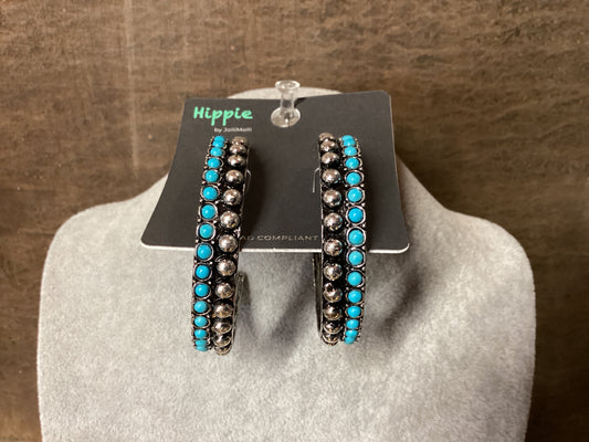 Turquoise/Silver hoop earrings