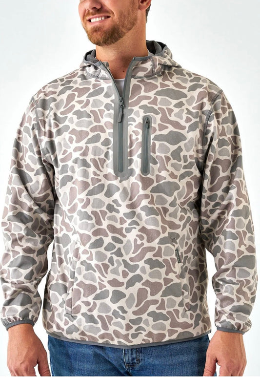 Classic Deer Camo Mid Layer Duke Tech Pullover Jacket Burlebo
