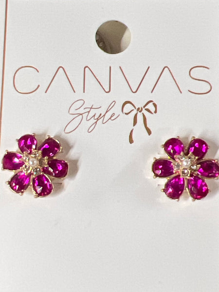 Brooke Rhinestone & Pearl Flower Stud Earrings canvas