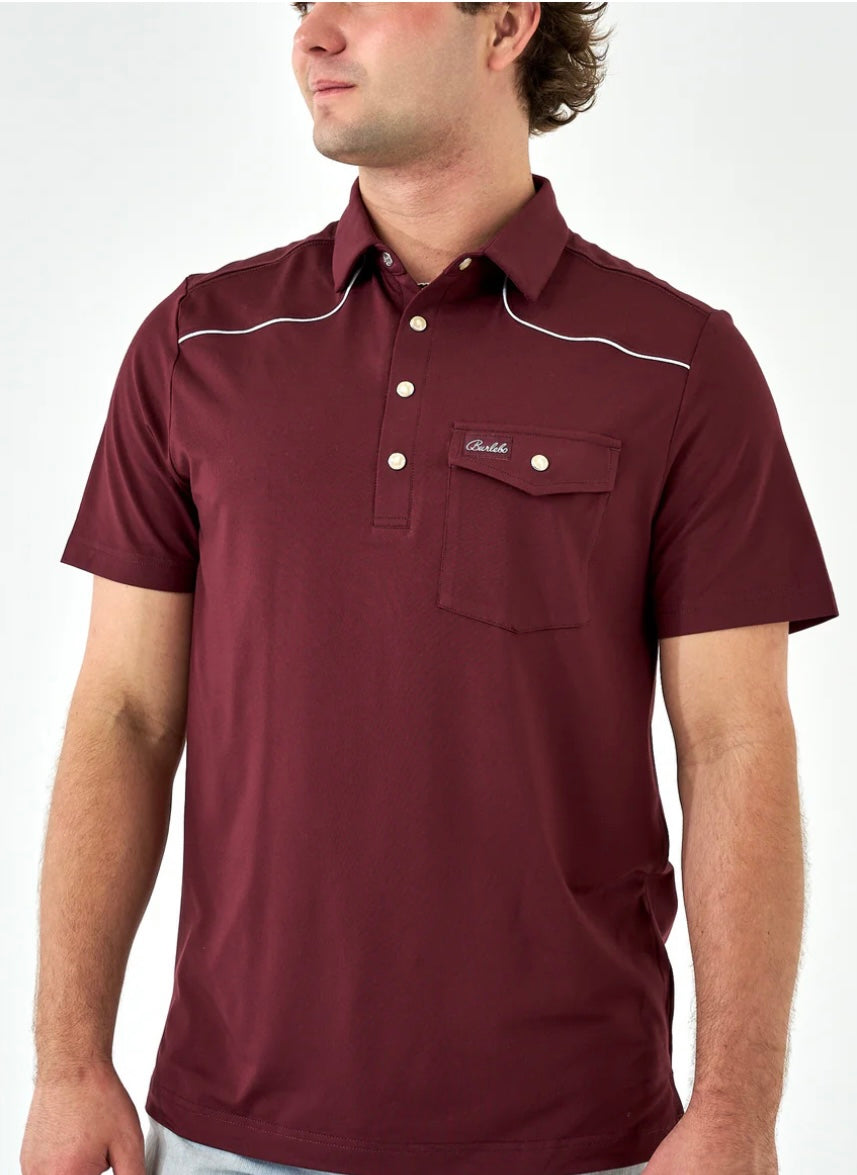Maroon Pearl snap Performance Polo Burlebo