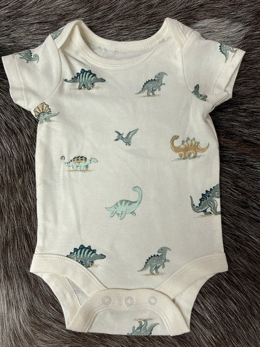 Cream Onesie with Green Dinos