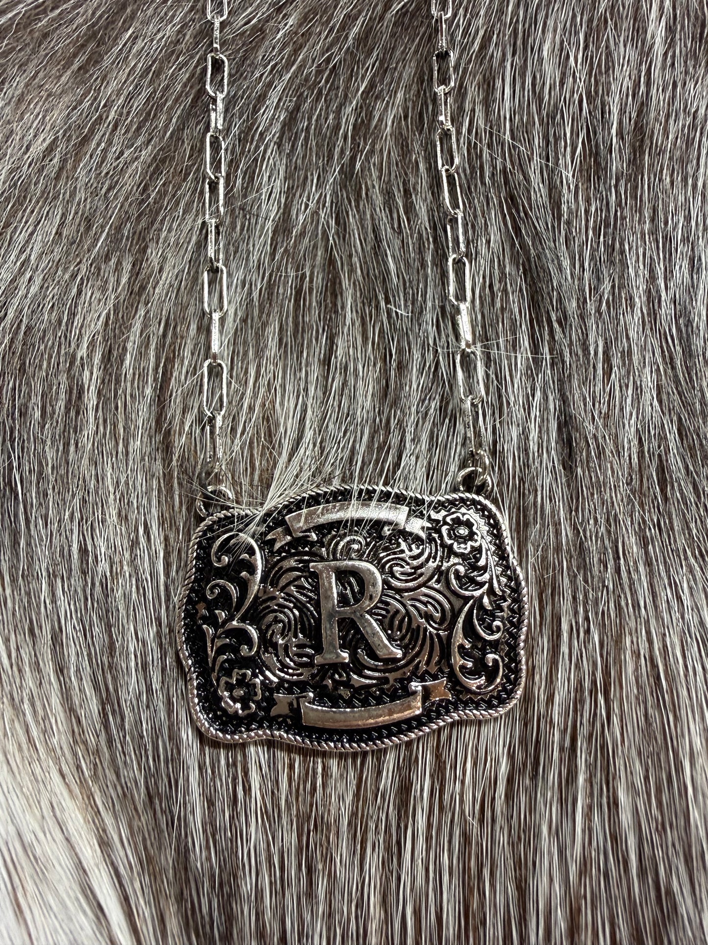 Initial Buckle Style Necklace Tipi