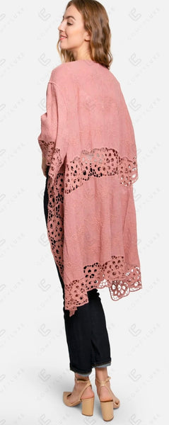 Floral Pattern Crochet Kimono Cover Up ATC