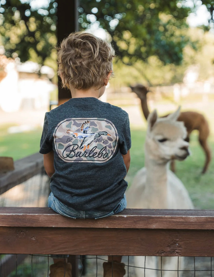 Youth Heather Black Ducks Flying In Tee Burlebo