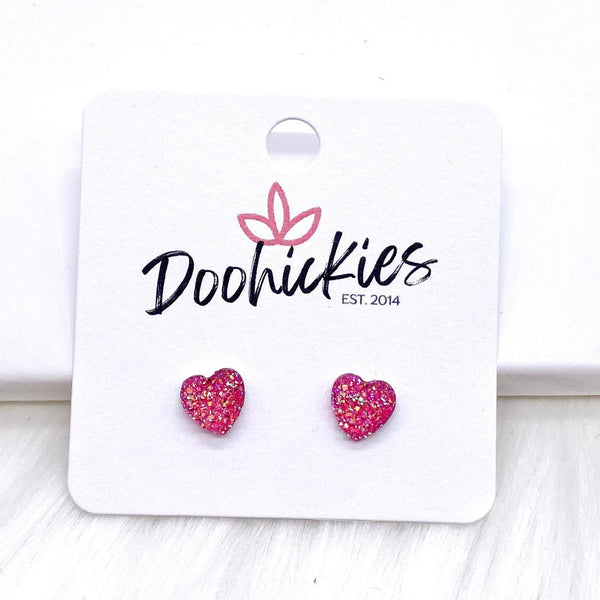 Valentine Sparkle Hearts -Earrings 8mm Crystal Doohickie