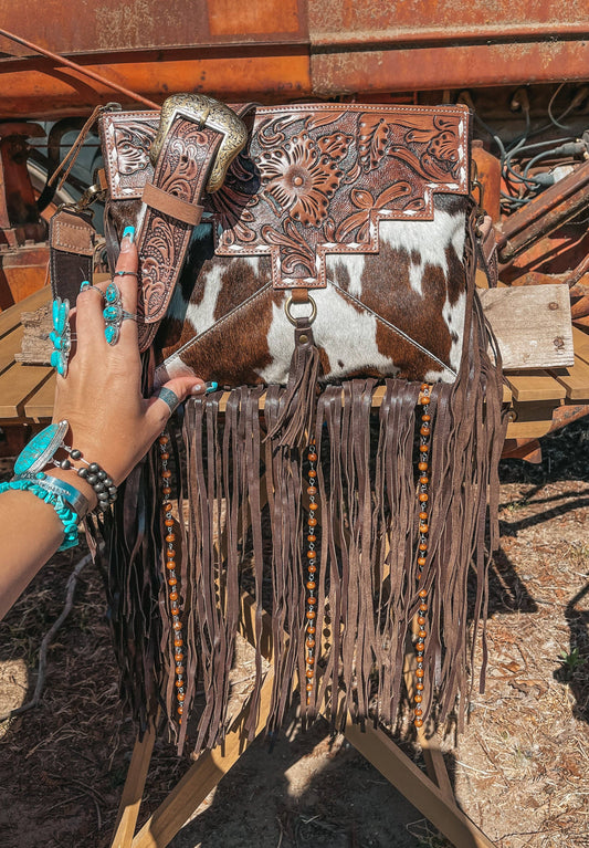 The Lancaster Cowhide Leather Tooled Purse Haught
