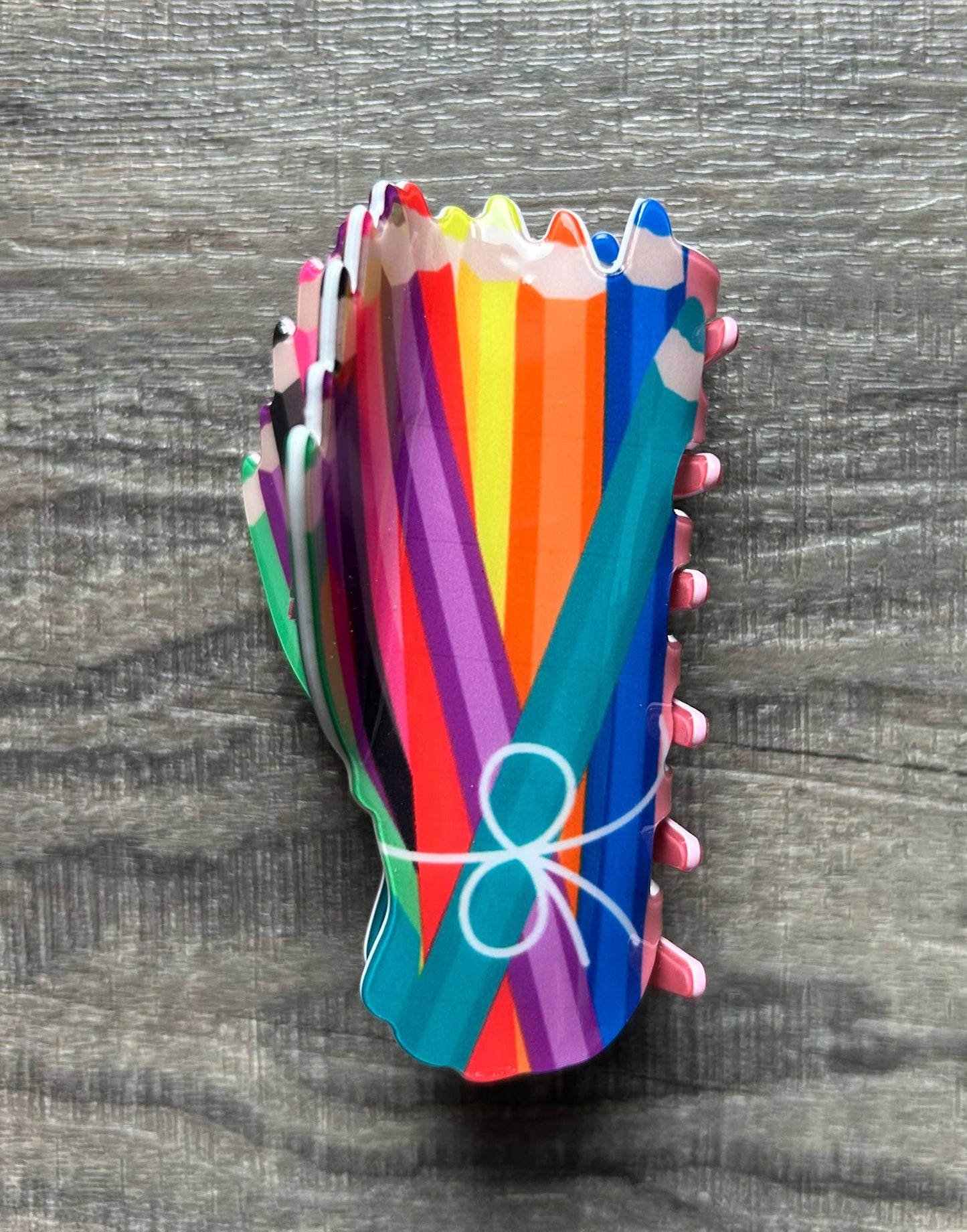 Teacher Theme Claw Hair Clip: Pencil JInk Fl