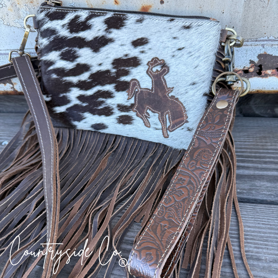 Rodeo Rider Cowhide Purse Crossbody with Wristlet Texas Western Cowhide