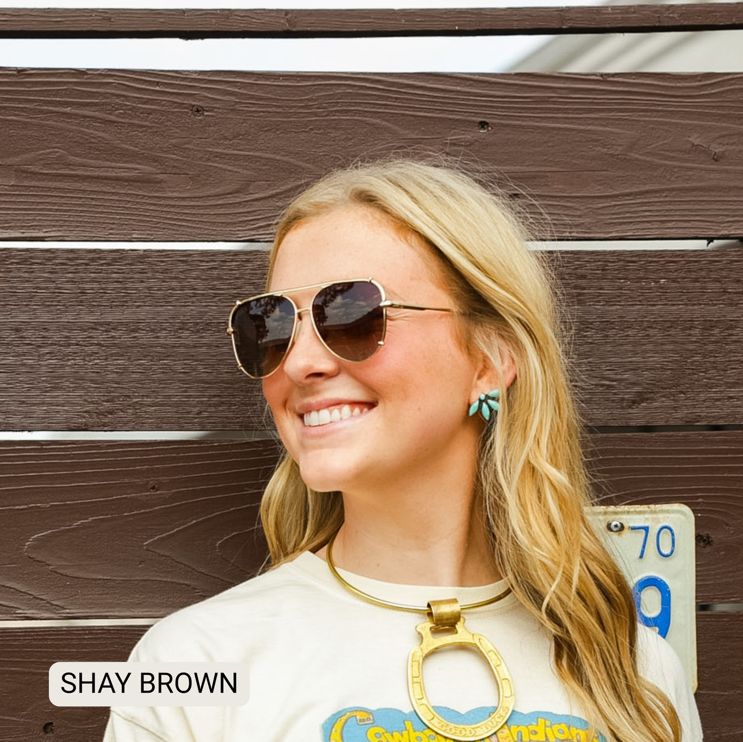 SHAY - Women's Polarized Large Hair Friendly Aviator: Brown Tx Dax