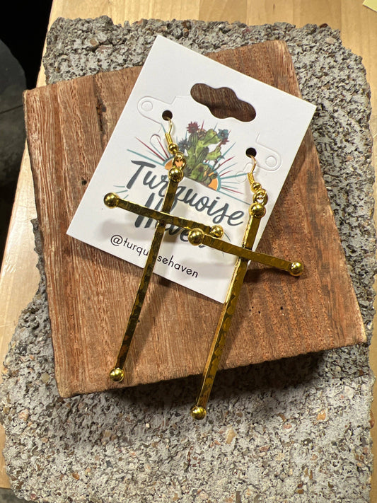 Gold Cross Earrings TH
