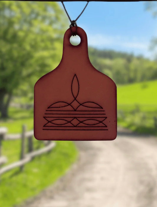 Leather Boot Stitch Ear Tag Car Freshie DRF