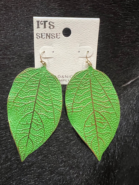 Large Leaf Metal Earrings (Multi Color) Ace