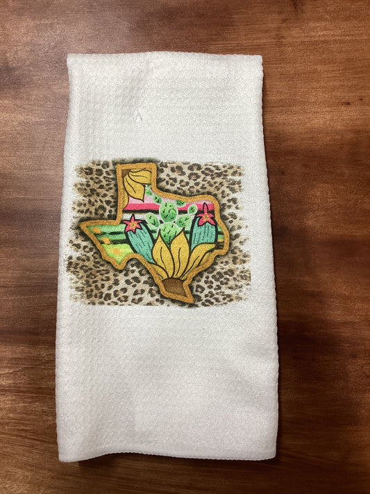 Texas Leopard Sunflower Dish Towel