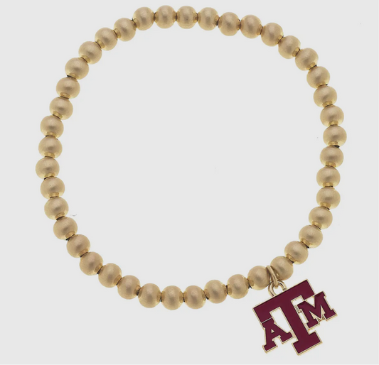 Texas A&M Aggies Ball Bead satin stretch bracelet Canvas