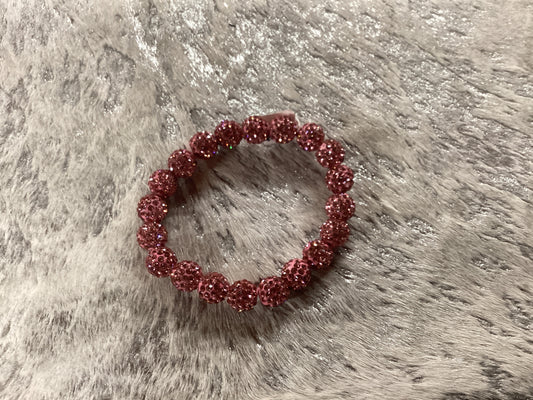 Pink rhinestone beaded bracelet