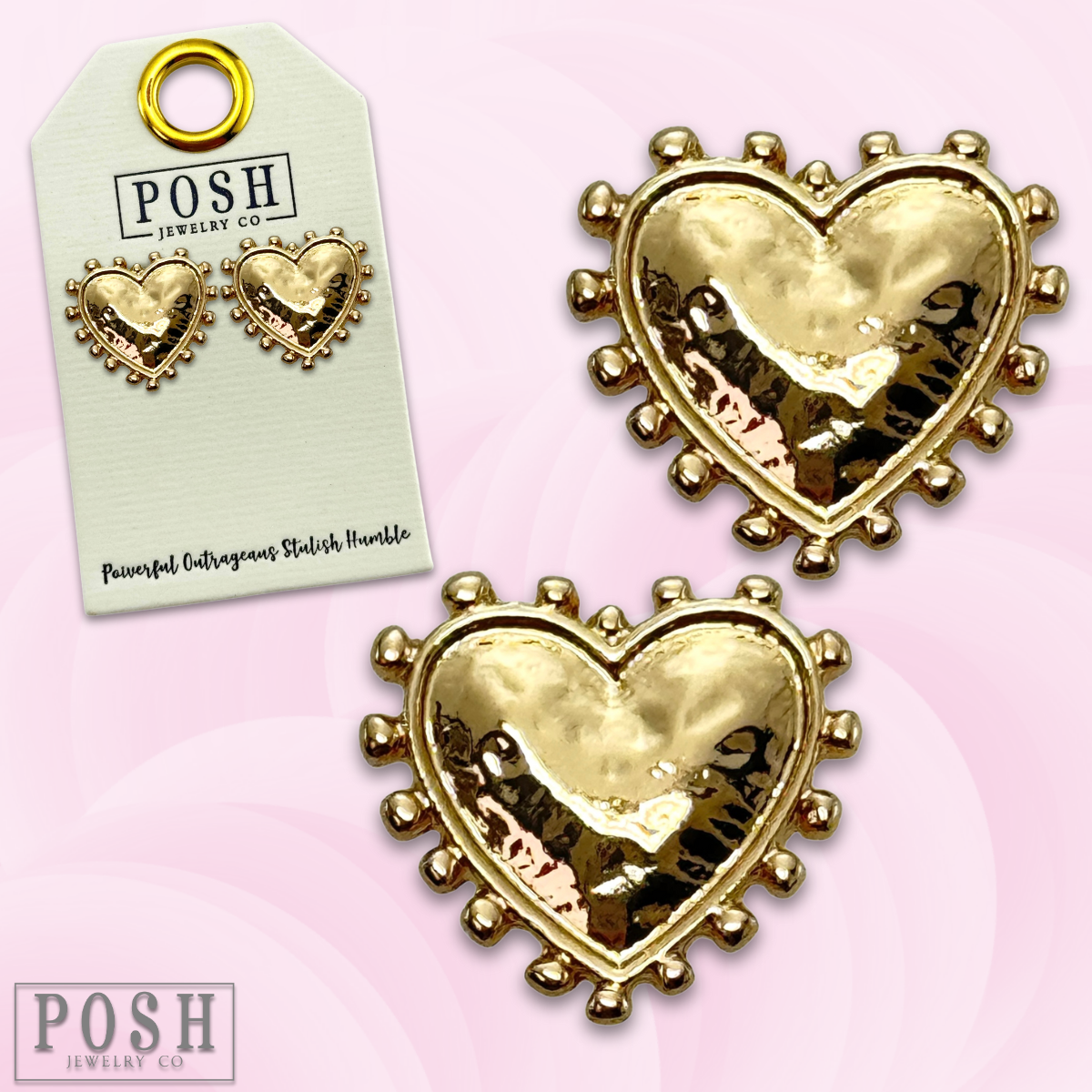 Gold heart post earring: Gold PP