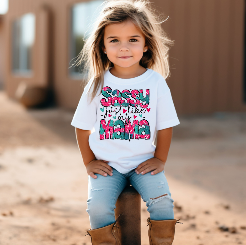 Sassy Like My Mama Kids Tee Shirt: White Long SLeeves Avary