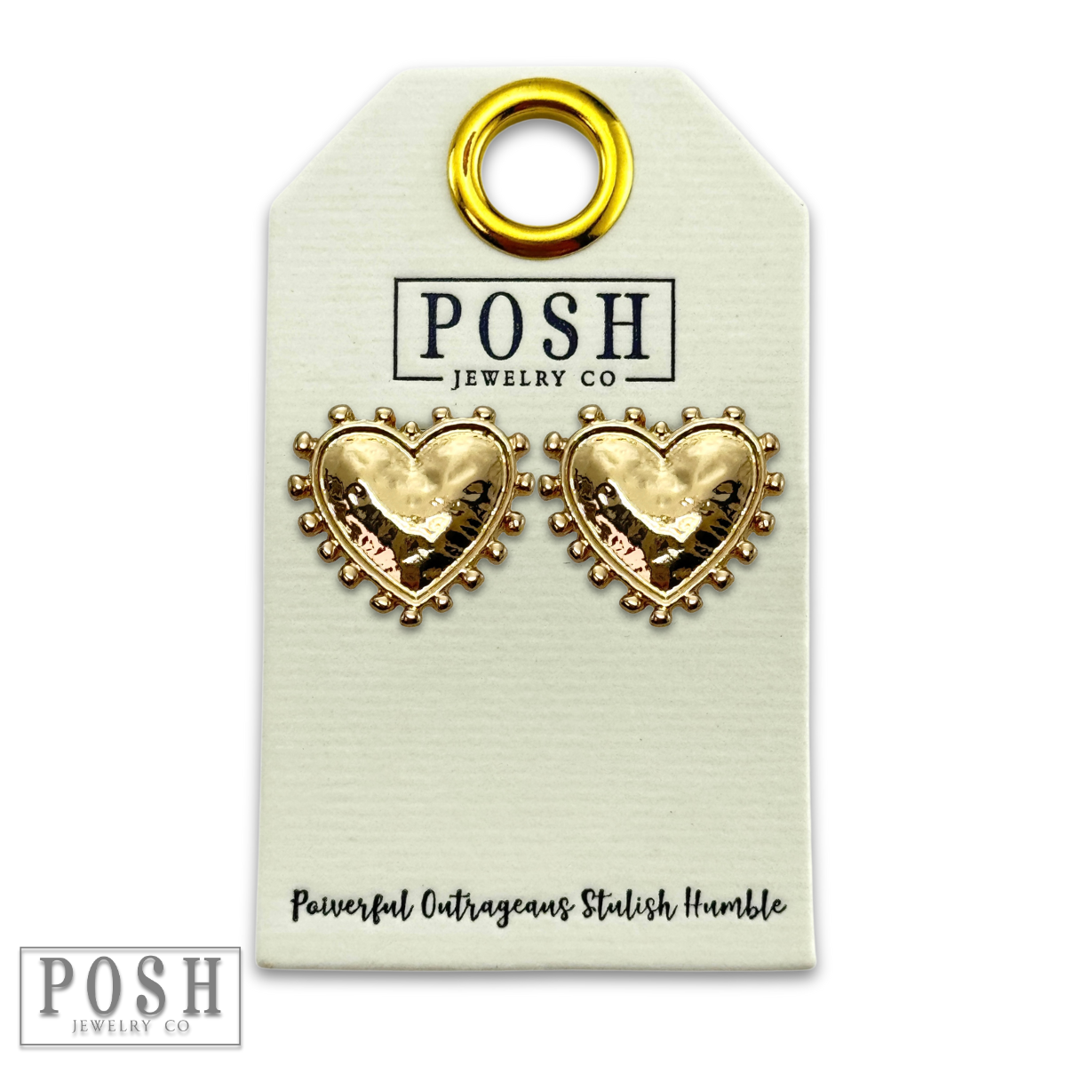 Gold heart post earring: Gold PP