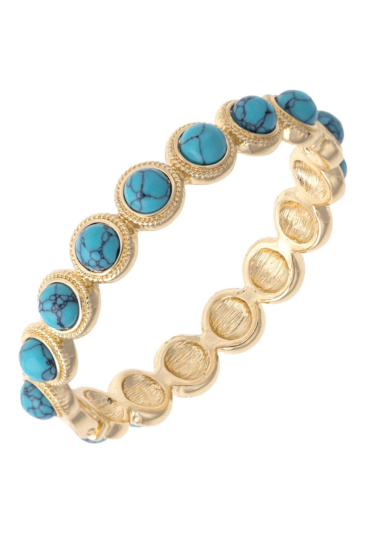 Casey Cabochon Hinge Bangle in Turquoise Canvas