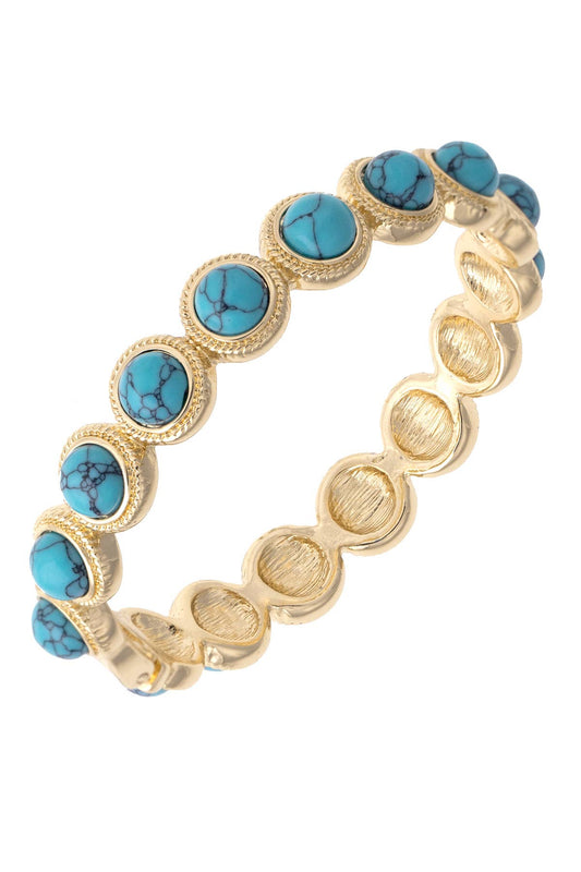 Casey Cabochon Hinge Bangle in Turquoise Canvas