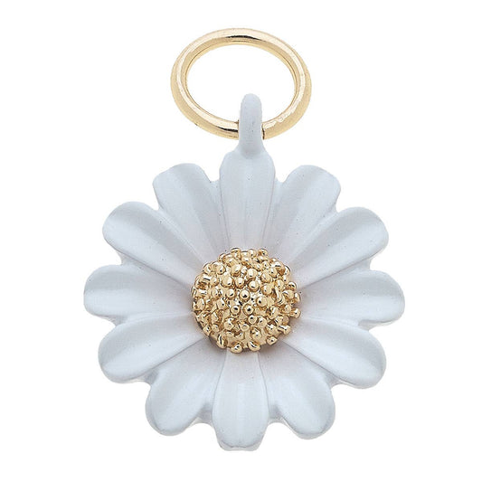 Daisy Enamel Flower Charm in White Canvas