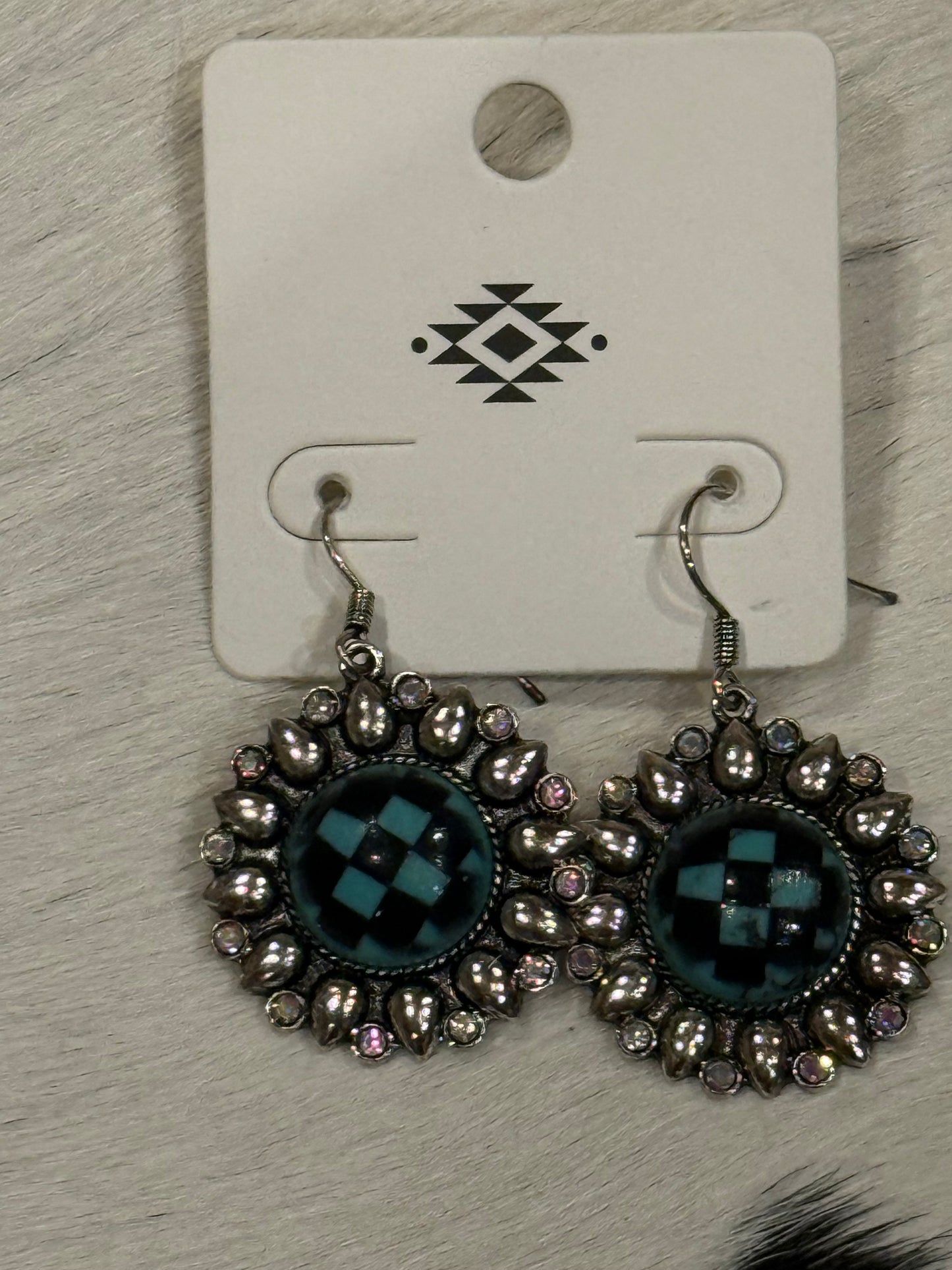 Checkerboard Sunflower Earrings