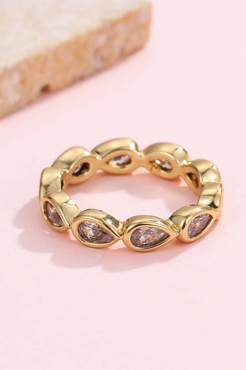 Gold Rhinestone Multi-Shape Eternity Stack Rings | 40R142: RECTANGLE