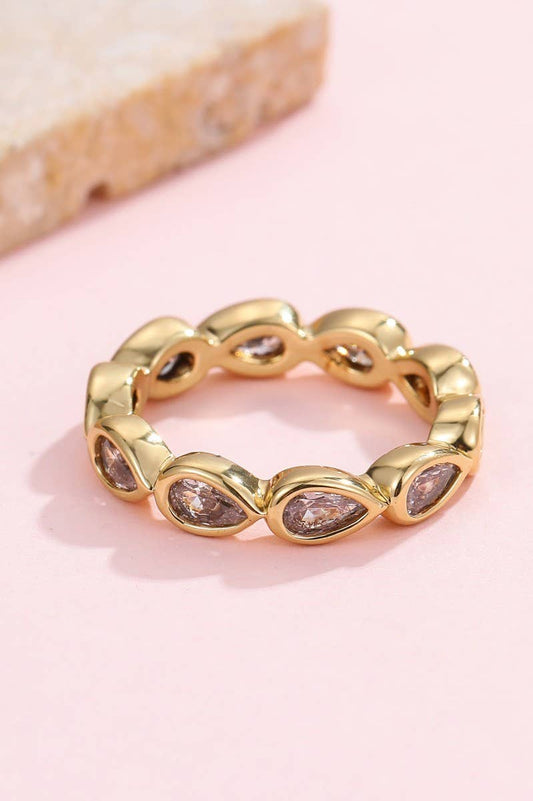 Gold Rhinestone Multi-Shape Eternity Stack Rings | 40R142: TEARDROP Size 7