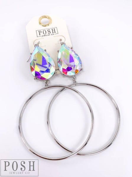 Large pear teardrop with circle earring: GCL posh