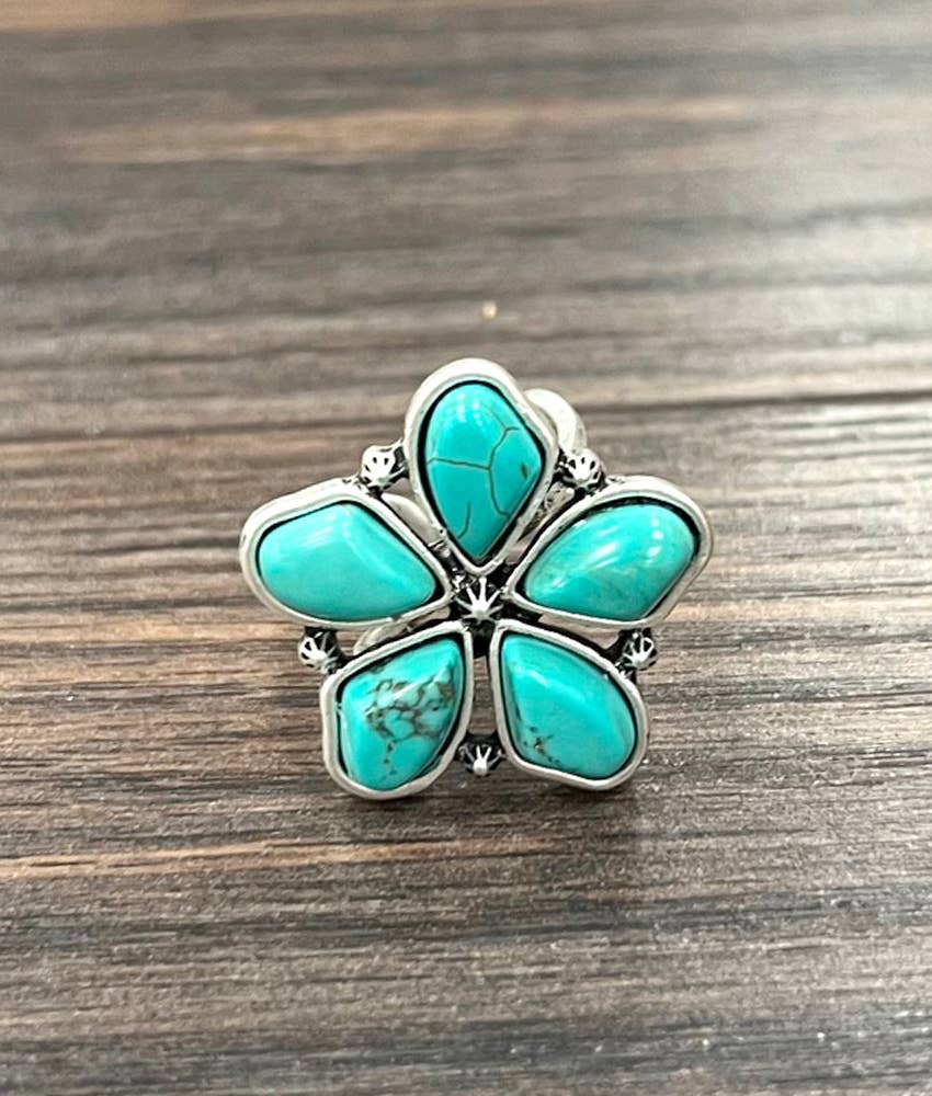 750532, 1" Western Turquoise Adjustable Ring