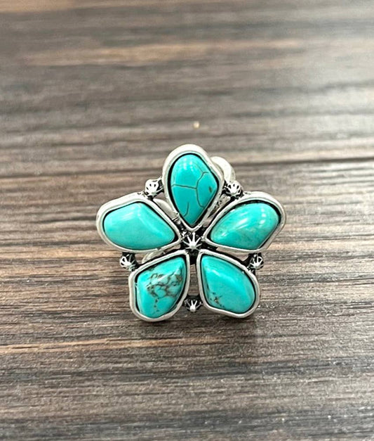 Western Turquoise 1”Adjustable Ring 750532 Isac