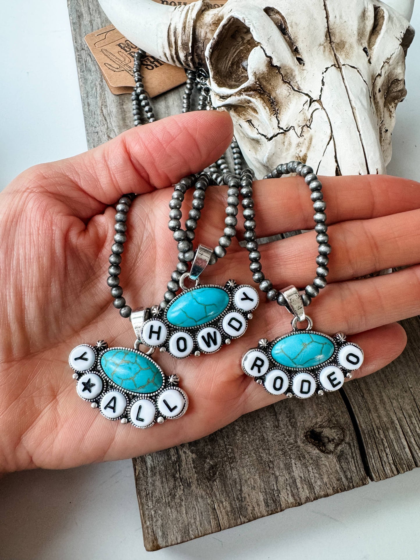 Rodeo Yall Howdy - Bead Pendant Necklace: YALL