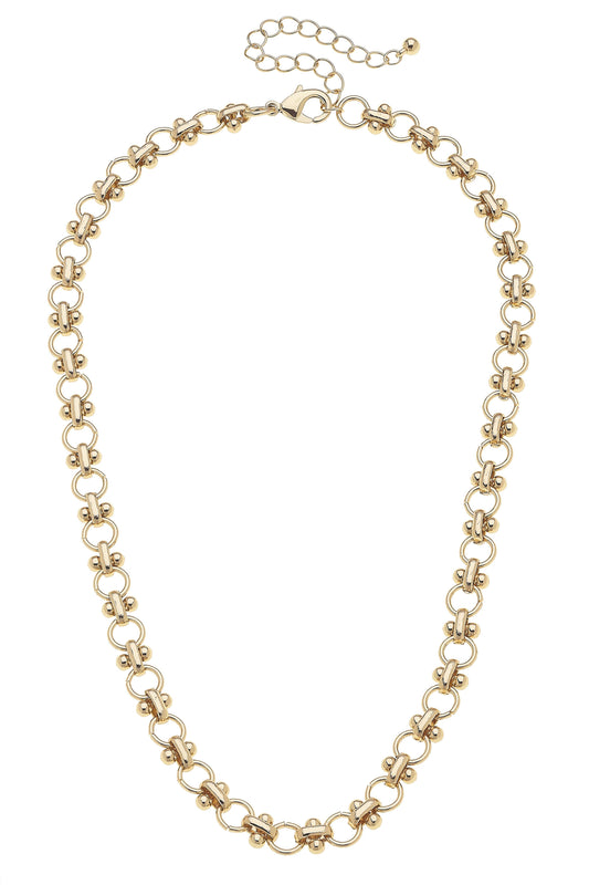 Lindsey Linked Cable Chain Necklace in Shiny Gold Canvas