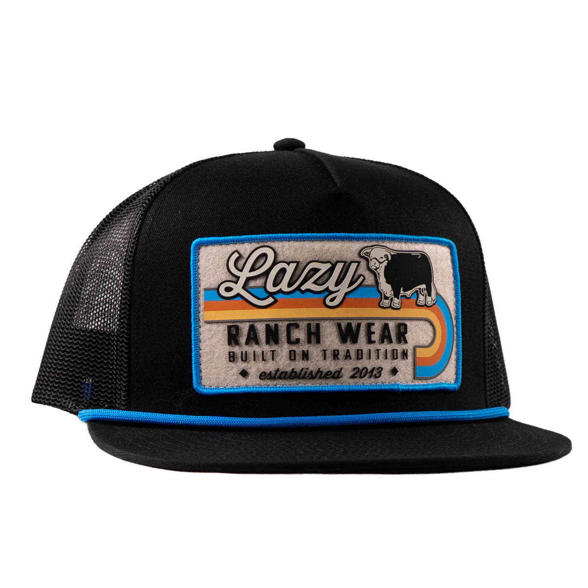 Lazy J Ranchwear Black Van Horn Classic Rope Trucker Hat