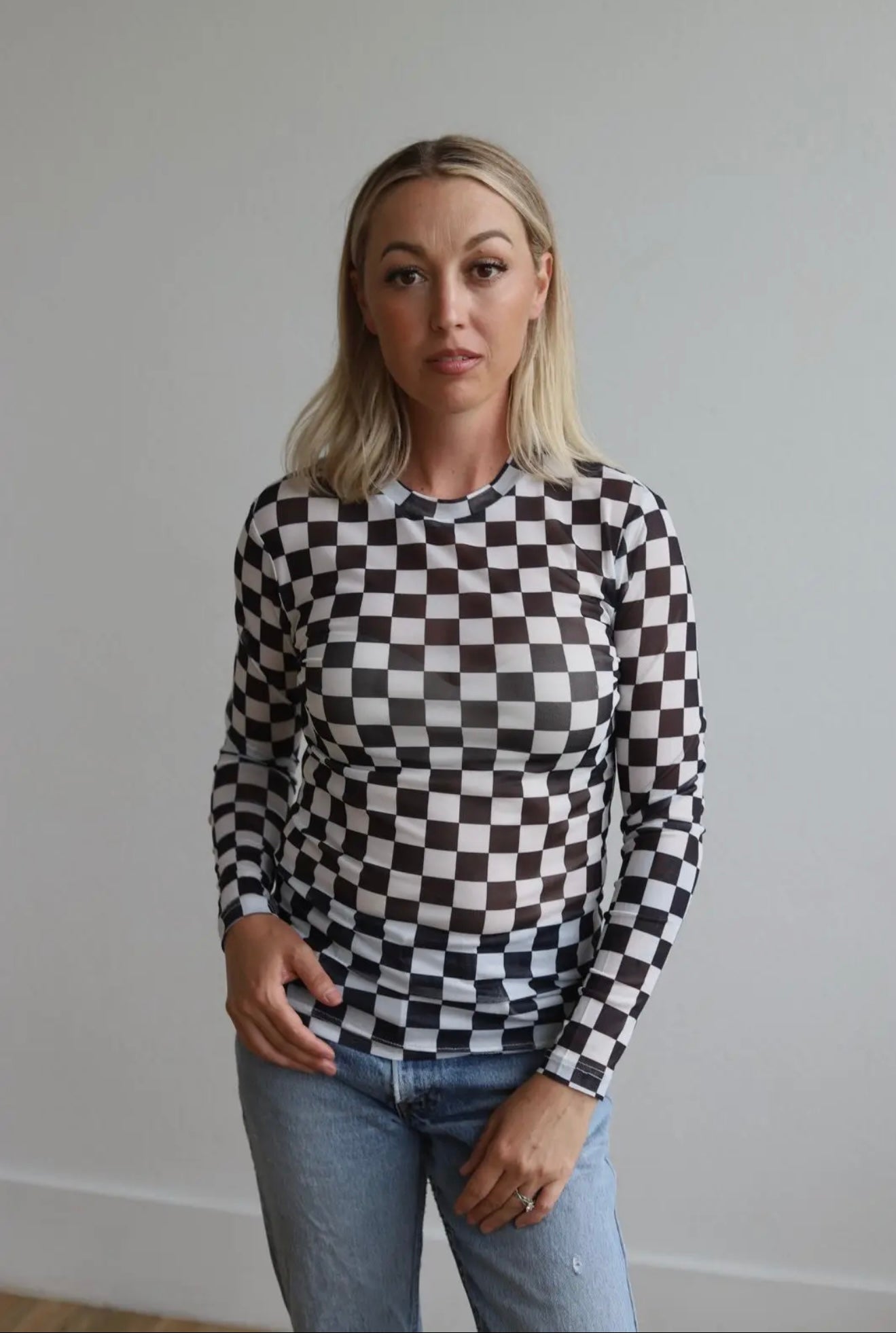 Checkerboard Mesh Top TH