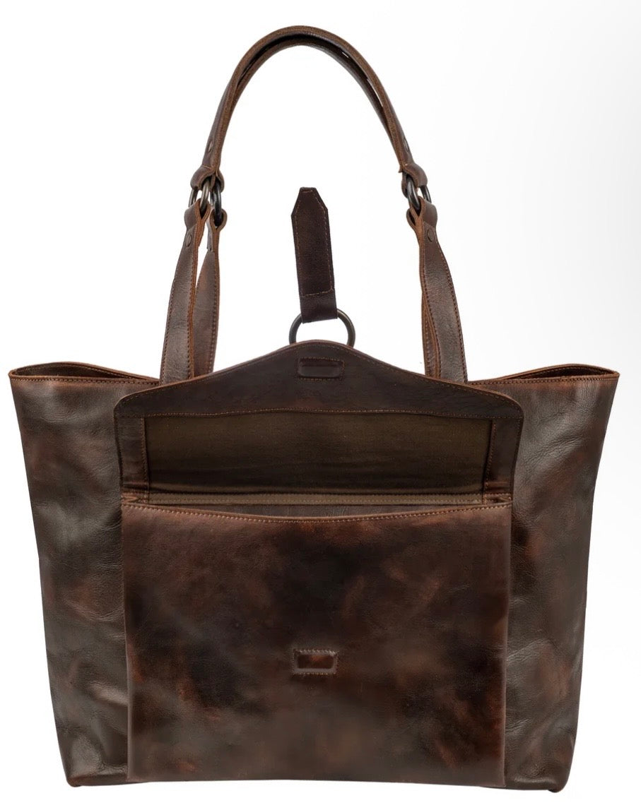 Bandera Chocolate Sts Ranchwear Leather Carry All Tote STS34011