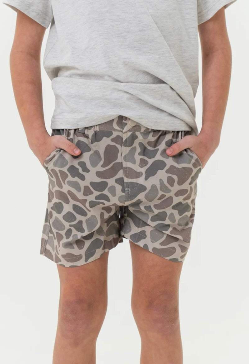 Youth Classic Deer Camo Everyday Shorts With Grey Pocket Burlebo