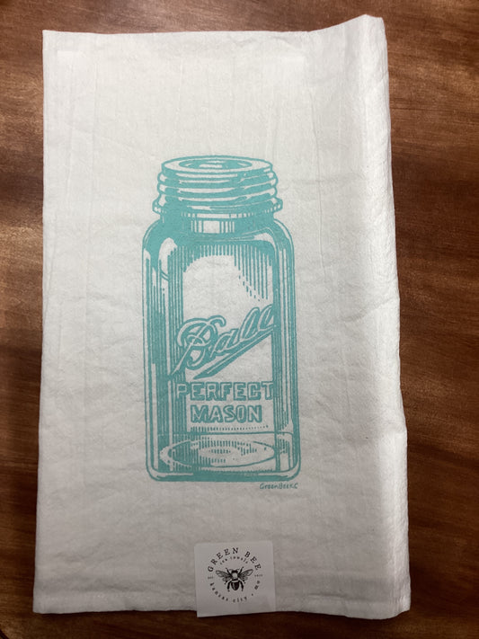 Ball Mason Jar Dish Towel Green Bee