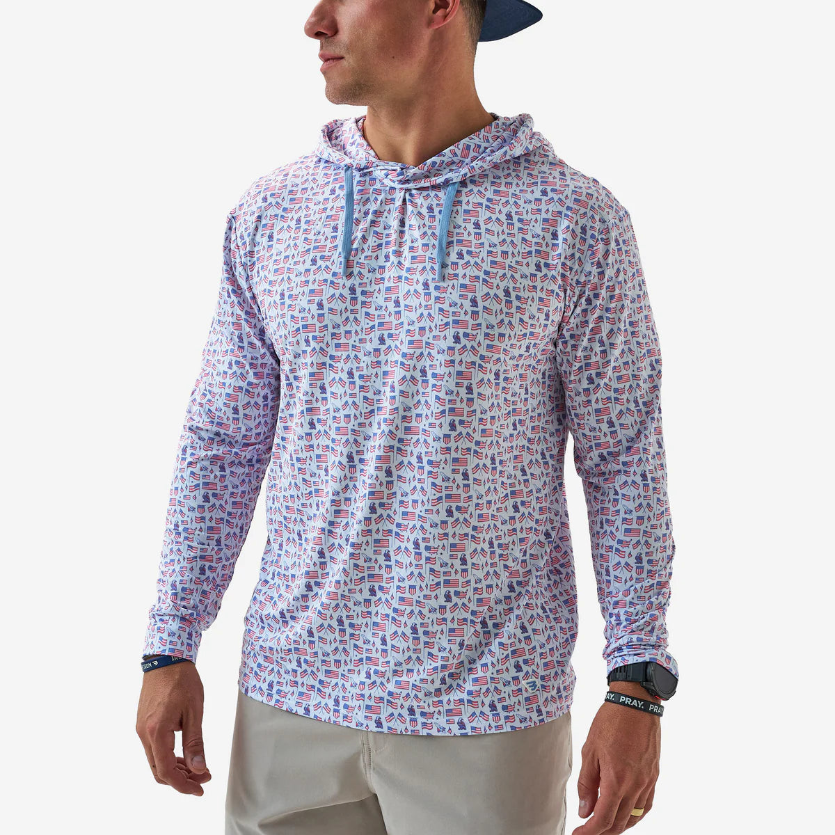 Old Glory Performance Hoodie with UPF 50 Protection Burlebo Tx/ Fl