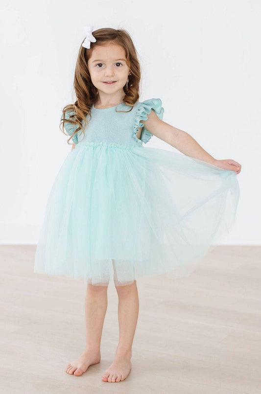 Sage Shimmer Tutu Dress: Mila