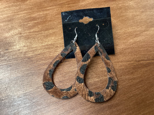 Fuzzy cow print earrings