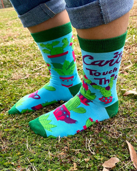 Can't Touch This Women's Crew Socks Featuring Prickly Cactus