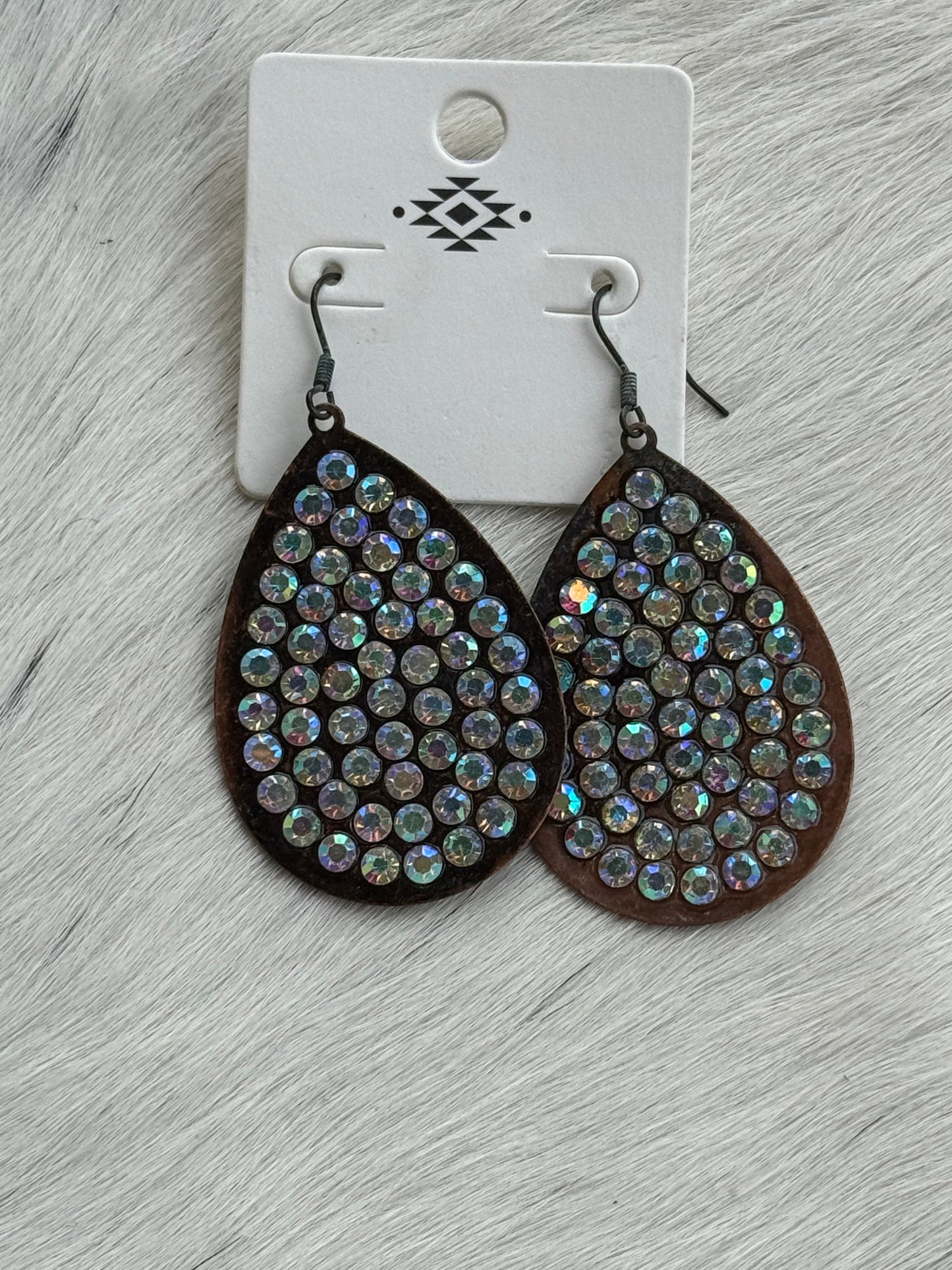 Copper patina bling earrings ￼