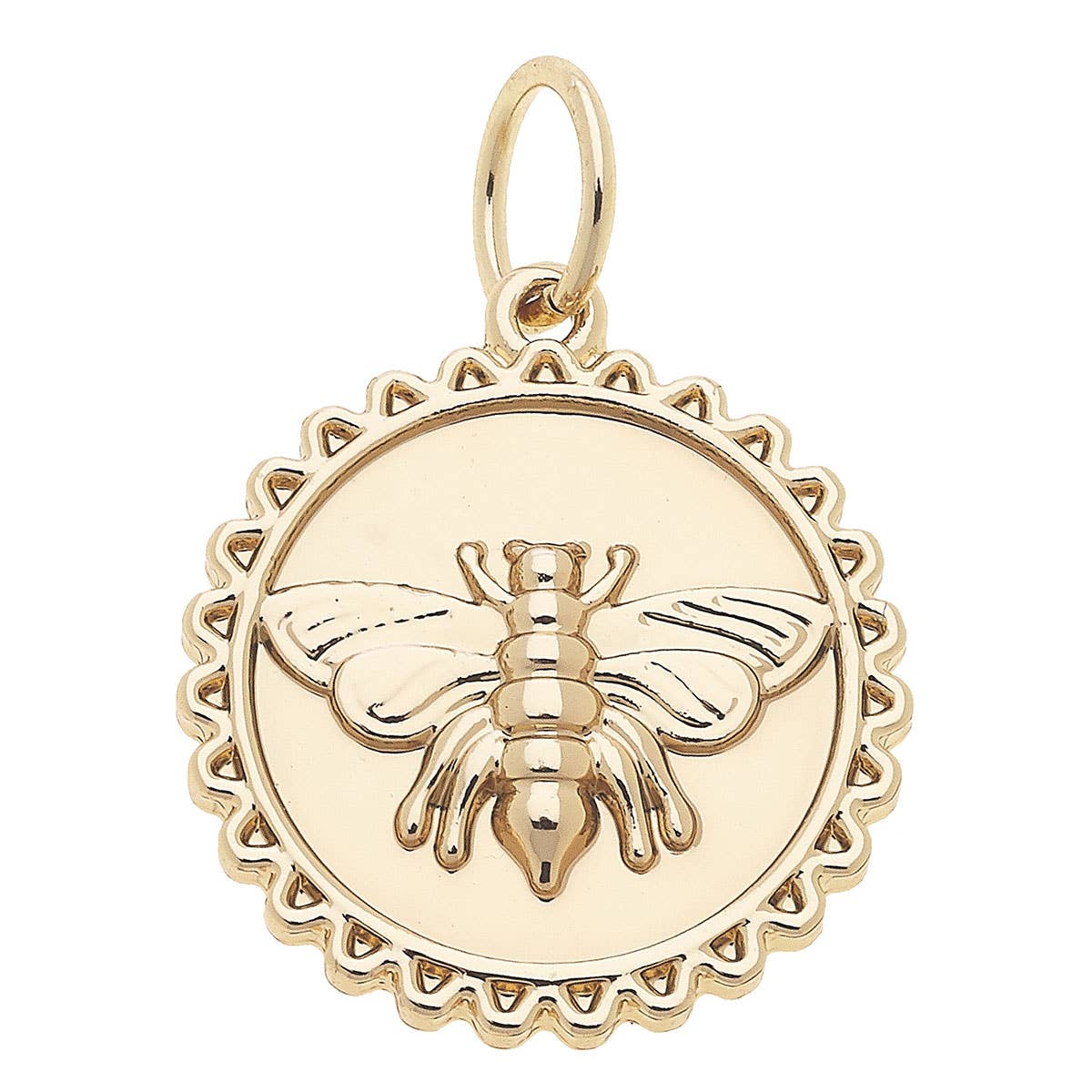 Bumble Bee Medallion Charm in Shiny Gold Canvas