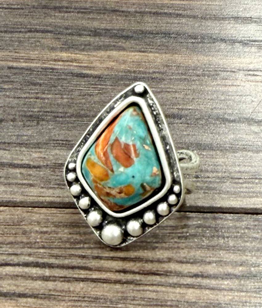 750580, 1.2" Western Gemstone Adjustable Ring